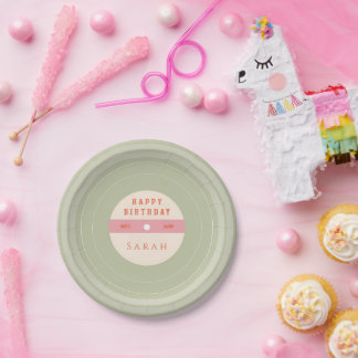 Pastel Vinyl Record Birthday Paper Plates Pappteller