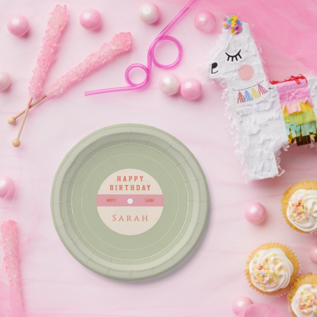 Pastel Vinyl Record Birthday Paper Plates Pappteller (Party)