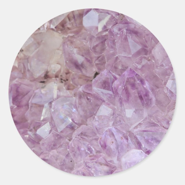 Pastel Violet Crystal Quartz Runder Aufkleber (Vorderseite)
