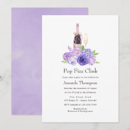 Pastel Violet Floral Pop Fizz Clink Brautparty Einladung
