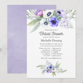 Pastel Violet Floral Virtual Dusche Einladung