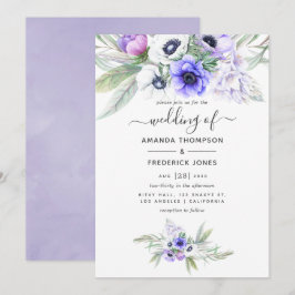 Pastel Violet Floral Wedding Einladung