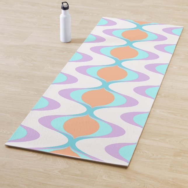Pastel Violet Orange Aqua Blue Ogee White Waves Yogamatte (Beispiel)