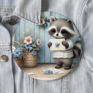 Pastel-Waschbären-Briefgarten Button