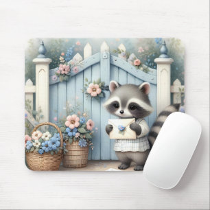 Pastel-Waschbären-Briefgarten Mousepad