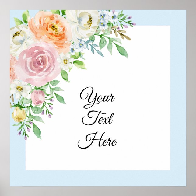Pastel Wasserfarbenfloral mit individuellem Namen Poster (Vorne)