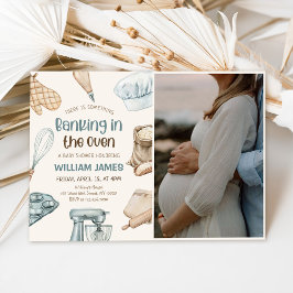 Pastel Watercolor Baking Baby Boy Dusche Foto Einladung