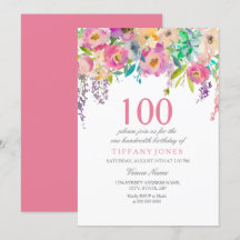 Pastel Watercolor Blume 100. Geburtstagsparty