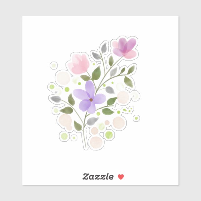 Pastel Watercolor-Blume Aufkleber (Blatt)