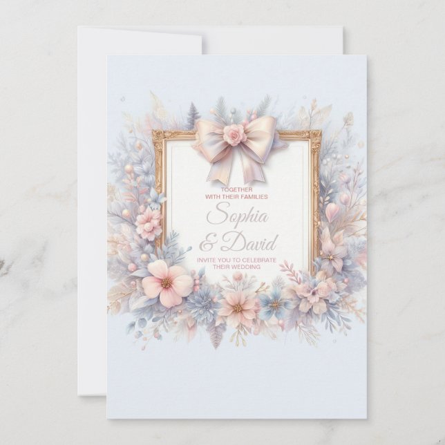Pastel Watercolor Blume Hochzeit Einladung (Rückseite)