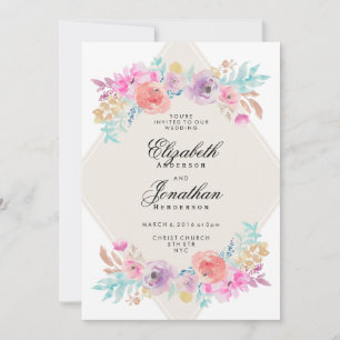 Pastel Watercolor Blume Hochzeit Einladung