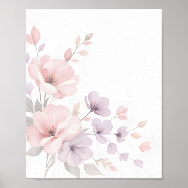 Pastel Watercolor-Blume Poster (Vorne)