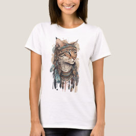 PASTEL WATERCOLOR BOHO CAT MIT FEATHERS T-Shirt