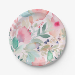 Pastel Watercolor Brautparty Pappteller