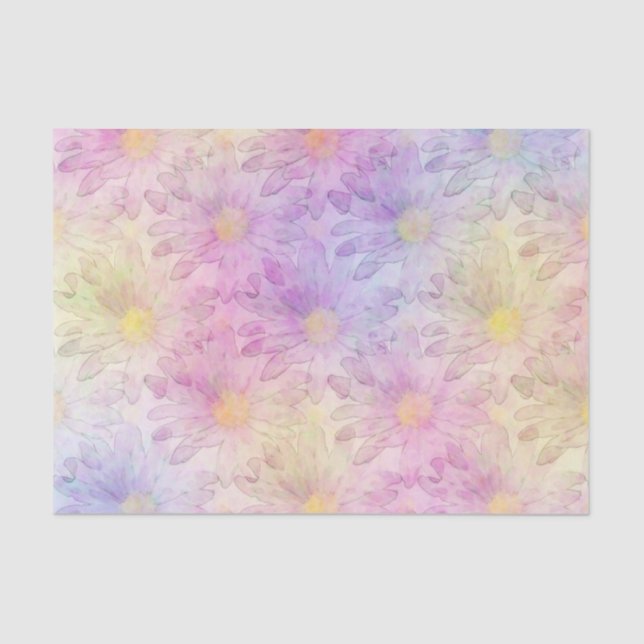 Pastel Watercolor Daisy Pattern Seidenpapier (Vorderseite)