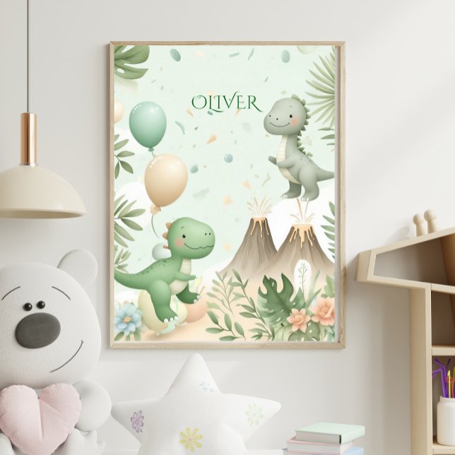 Pastel Watercolor Dino Kids Nursery Art Poster (Von Creator hochgeladen)