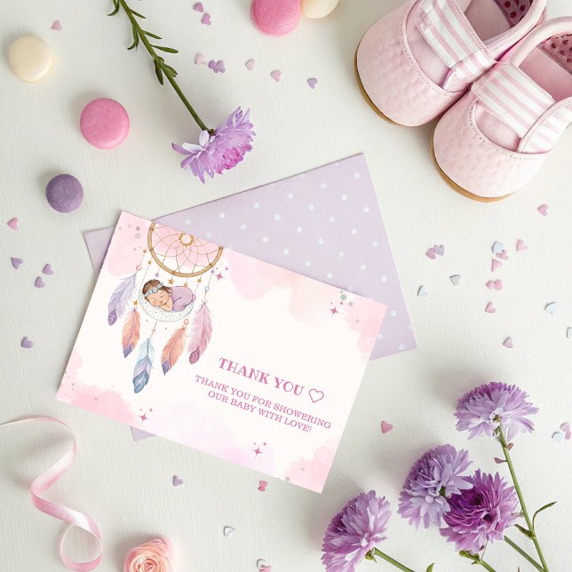 Pastel Watercolor Dreamcatcher Babydusche Dankeskarte (Von Creator hochgeladen)