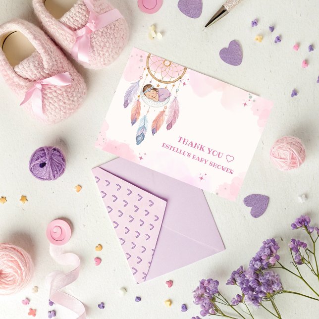 Pastel Watercolor Dreamcatcher Babydusche Dankeskarte (Von Creator hochgeladen)