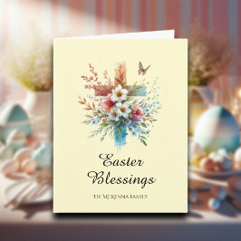 Pastel Watercolor Elegantes Kreuz Christliches Ost Karte