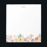 Pastel Watercolor Fall Floral Garland Personalized Notizblock<br><div class="desc">Fall theme floral notepad featuring watercolor illustrations of pastel yellow,  blush and pink flowers. This autumn floral notepad will be perfekt as personalized gift. Personalize by adding a name or short satz.</div>