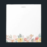 Pastel Watercolor Fall Floral Garland Personalized Notizblock<br><div class="desc">Fall theme floral notepad featuring watercolor illustrations of pastel yellow,  blush and pink flowers. This autumn floral notepad will be perfekt as personalized gift. Personalize by adding a name or short satz.</div>