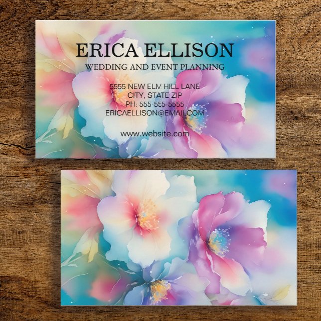 Pastel Watercolor Feminine Beruflich Visitenkarte (Pastel watercolor floral business card for women.  )