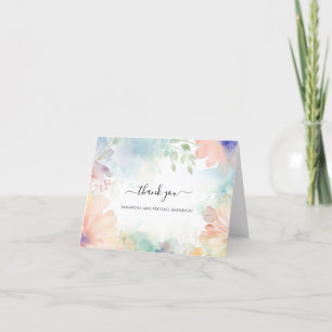 Pastel Watercolor Floral Wedding Danke Karte