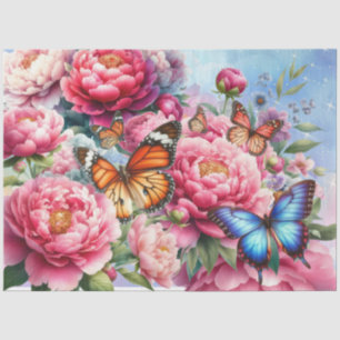 Pastel Watercolor Florals & Butterfells Dekoupage Seidenpapier