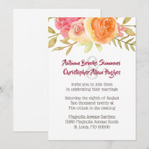 Pastel Watercolor Florals Hochzeit Einladung