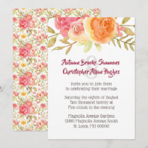 Pastel Watercolor Florals Hochzeit Einladung