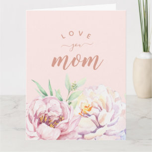 Pastel Watercolor Florals Liebe Mama Minimalistisc Karte