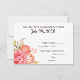 Pastel Watercolor Florals Mariage carte RSVP