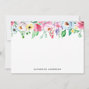 Pastel Watercolor Frühlingsblumen Blumenstrauß Mitteilungskarte