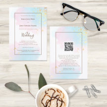 Pastel Watercolor Gold Splashes QR Code Hochzeit