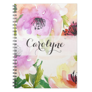 Pastel Watercolor Handgemalte Blume Notebook Notizblock