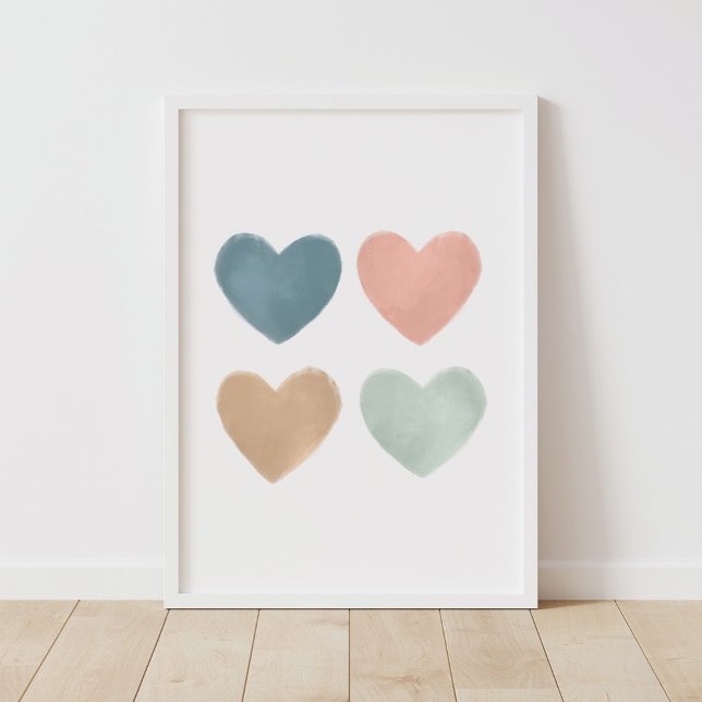 Pastel Watercolor Hearts Kinderzimmer Poster (Von Creator hochgeladen)