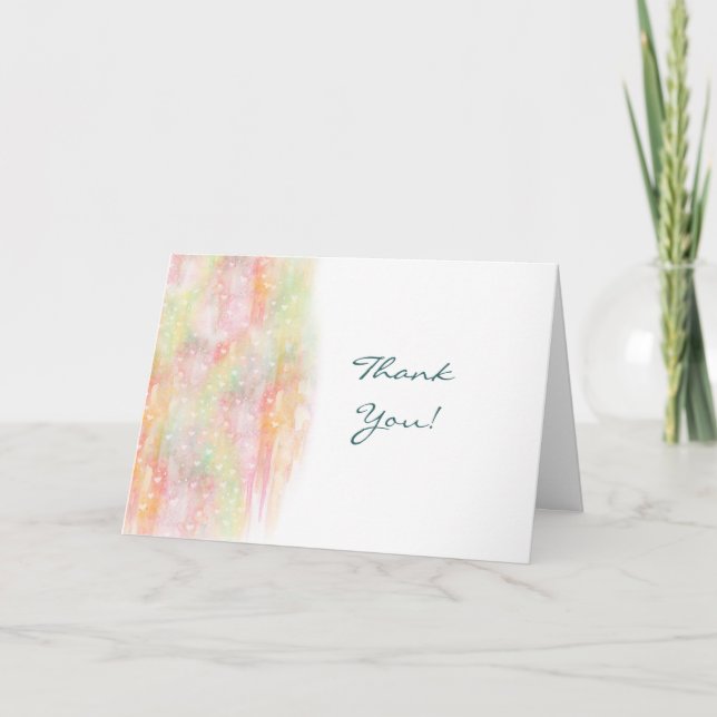 Pastel Watercolor Hearts Wedding Vielen Dank Dankeskarte (Vorderseite)