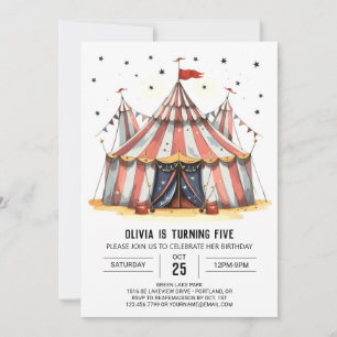 Pastel Watercolor Joy Circus Geburtstag Einladung