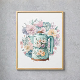 Pastel Watercolor Kaffeemaschine Küche Poster