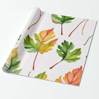 Pastel Watercolor Leaf Harmony Geschenkpapier