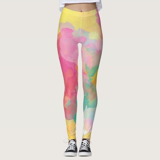Pastel Watercolor Leggings (Vorderseite)