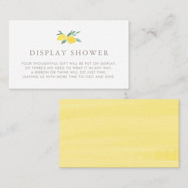 Pastel Watercolor Lemon Summer Display Dusche Begleitkarte (Vorne/Hinten)