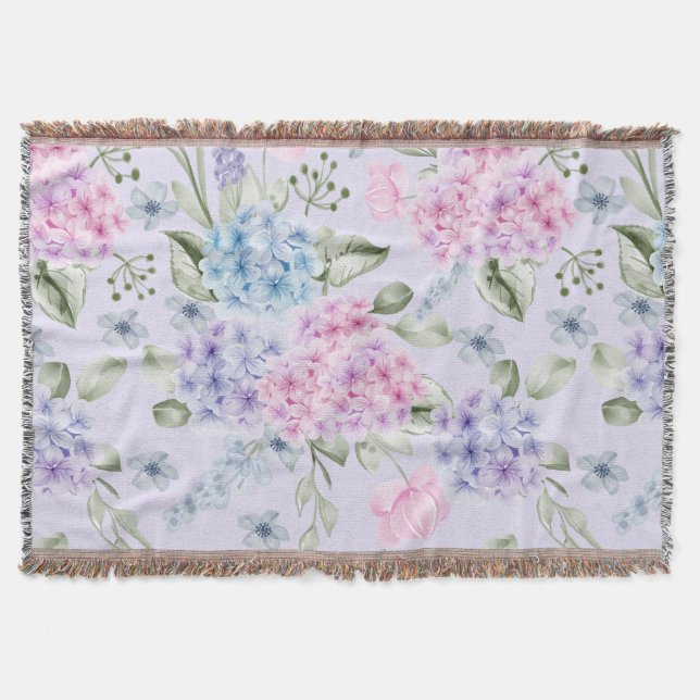 Pastel Watercolor Mixed Color Hydrangea-Blume Decke (Vorderseite)