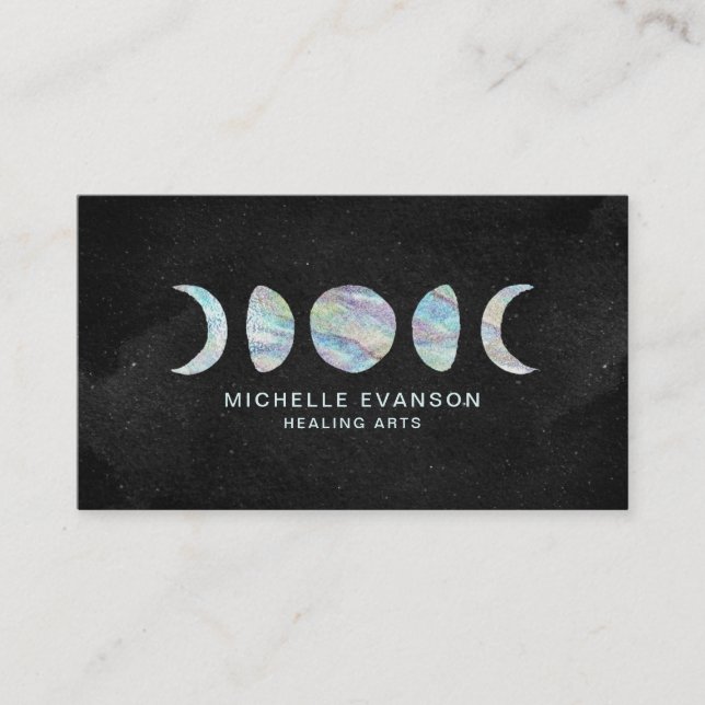 Pastel Watercolor Moon Phases Spirtual Zen Visitenkarte (Vorderseite)