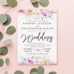 Pastel Watercolor Multicfarbene Blumenhochzeit Einladung<br><div class="desc">Die Blumen-Hochzeitseinladung in Aquarellpastellfarben enthält handgeschriebene "Hochzeitstypografie". Die florale Aquarellgestaltung hat einen Wascheffekt und schafft ein sanftes Gefühl. Für weitere Anpassungen klicken Sie bitte auf die Schaltfläche "Anpassen" und verwenden Sie unser Designwerkzeug, um diese Vorlage zu ändern. Die Textstile und -farben können geändert werden. Wenn Sie einen anderen Papierschnitt oder...</div>