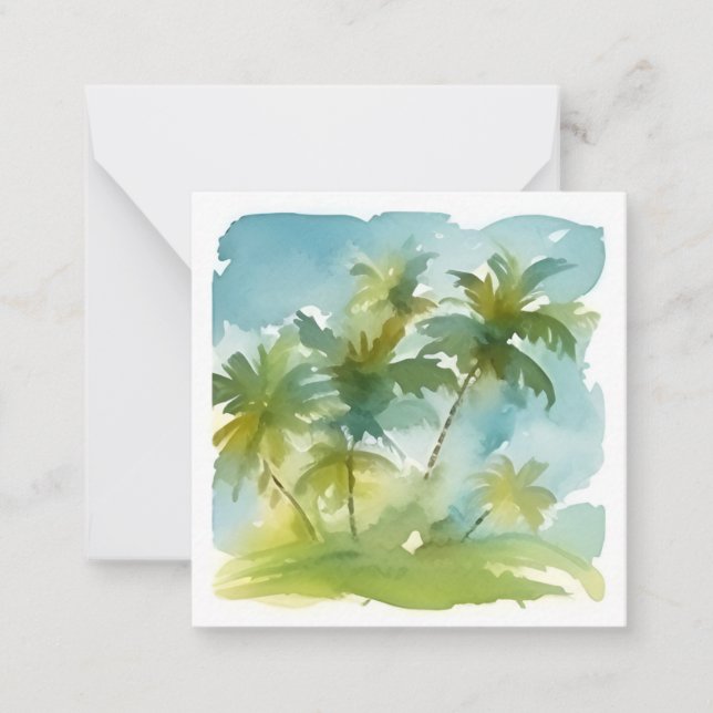 Pastel Watercolor Palmen Mitteilungskarte (Vorderseite)