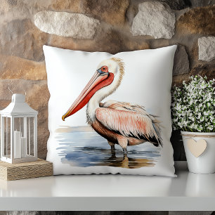 Pastel Watercolor Pelican Louisiana Staat Kissen