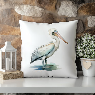 Pastel Watercolor Pelican Louisiana Staat Kissen