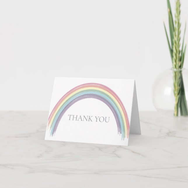 Pastel Watercolor Rainbow Carte de remerciements (Devant)