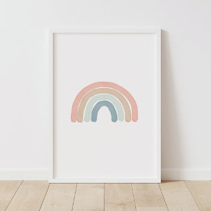 Pastel Watercolor Rainbow Kinderzimmer Poster